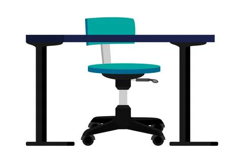 Office desk workspace with table and chair Illustrazione stock