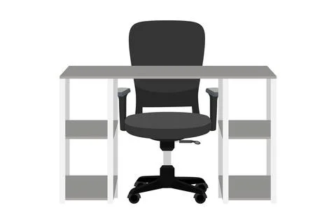 Office desk workspace with table and chair Stock Illustration