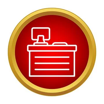 Office desk workstation with computer screen icon Stock Illustration