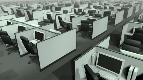 Office desks infinite loop 3d 스톡 동영상 73883631