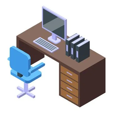 Office desktop icon isometric vector. Table desk 스톡 일러스트
