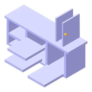 Office desktop icon isometric vector. Wood work Stock Illustration