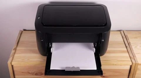 Office desktop laser printer, 4k Video stock 65016377
