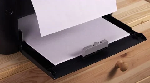 Office desktop laser printer paper feeder Video stock 65016023