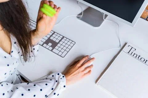 Office desktop on a white background Foto stock