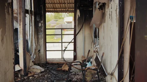 An office destroyed by the fire Stock-Footage 199681910