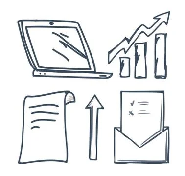 Office Document and Raising Arrows Set Vector Ilustração Stock
