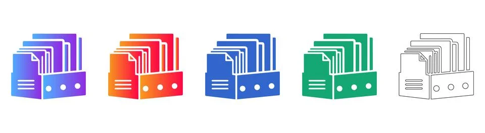 Office Document File Folder Icons Stock Illustration