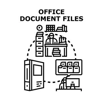Office document files organizing and digital storage concept Stock Illustration