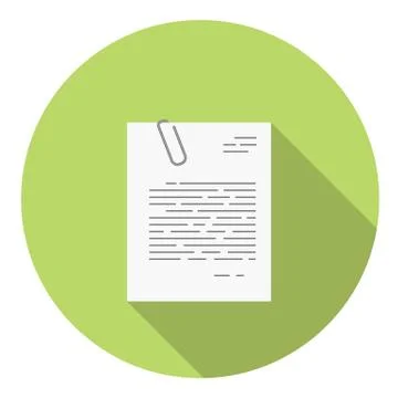 Office Document With Paper Clip Flat Icon Stock Illustration