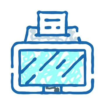 Office document scanner printing out paper sketch Illustrazione stock