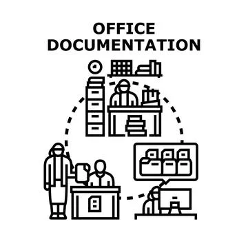 Office documentation process with administration employees working Stock Illustration
