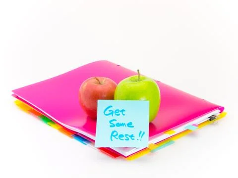 Office Documents and Apples; Get Some Rest Stock Photos
