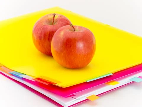 Office Documents and Apples Stock Photos