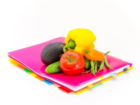 Office Documents and Vegetables Stock Photos