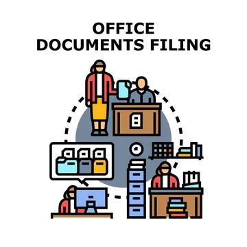Office documents filing archiving management and organization Stock Illustration