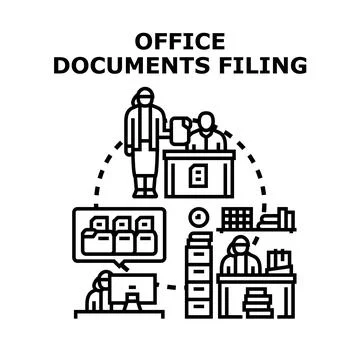 Office documents filing archiving management and organization イラスト素材