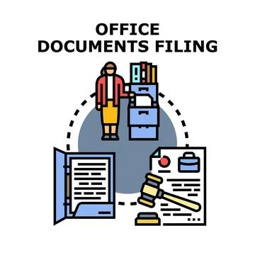 Office documents filing management and administration process Stock Illustration