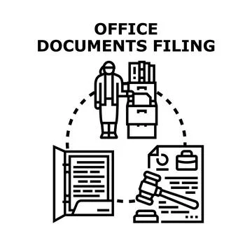 Office documents filing management and administration process Stock Illustration