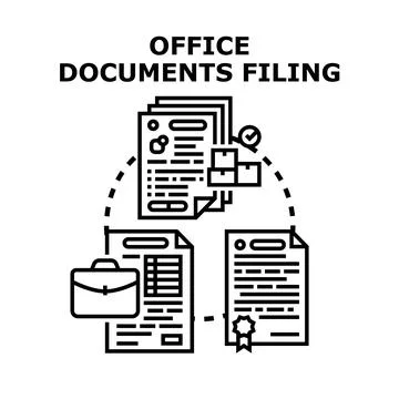 Office documents filing process management concept Stock Illustration