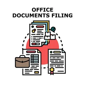 Office documents filing process management concept Stock Illustration