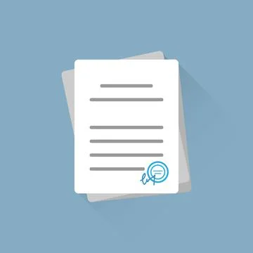 Office documents or contract, on a blue background Stock Illustration
