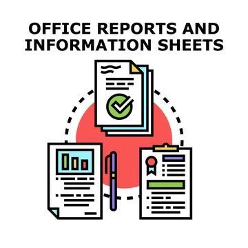 Office documents, sheets, and reports management Stock Illustration