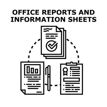 Office documents, sheets, and reports management Stock Illustration