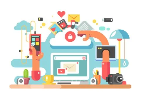 Office documents workflow Stock Illustration