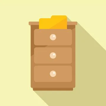 Office drawer icon flat vector. Crm data Illustrazione stock