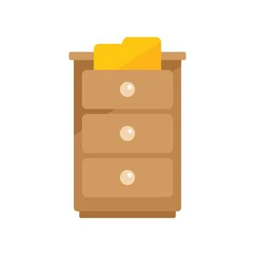 Office drawer icon flat vector. Crm data Stock Illustration