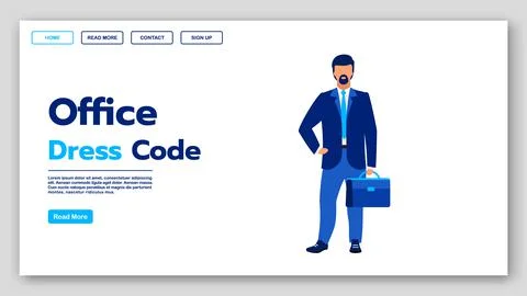Office dress code landing page vector template Stock Illustration