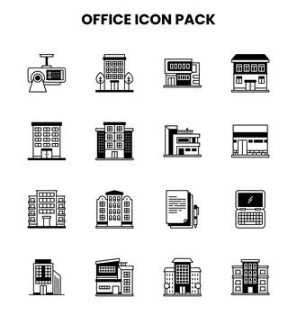 Office DuoTone Set Icons Pack Stock Illustration