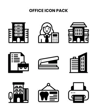 Office DuoTone Set Icons Pack Stock Illustration