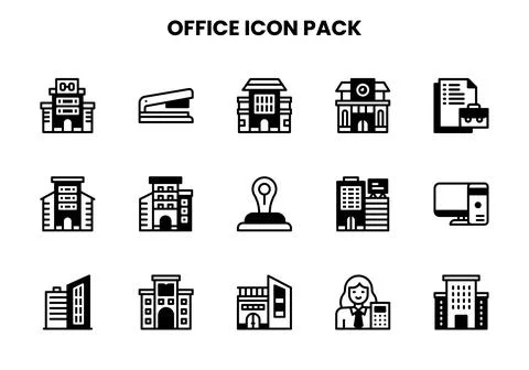 Office DuoTone Set Icons Pack Illustrazione stock