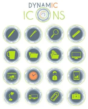 Office dynamic icons Stock Illustration