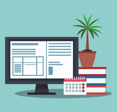 Office elements cartoons Illustrazione stock