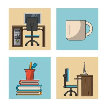 Office elements icons 库存插图