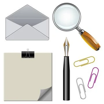 Office elements office elements against white background, abstract vector ... Stock Photos