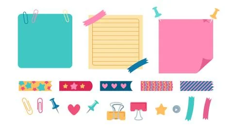 Office elements planning set stationery vector Stock Illustration