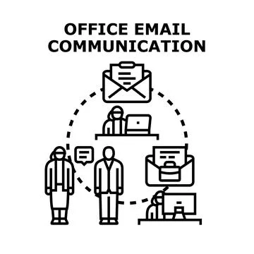 Office email communication network sharing digital information Stock Illustration