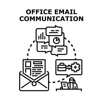 Office email communication receiving sending messages concept Stock Illustration