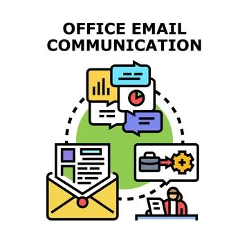 Office email communication receiving sending messages concept Stock Illustration