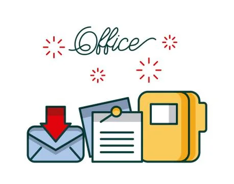Office email envelope folder file document work image Stock Illustration