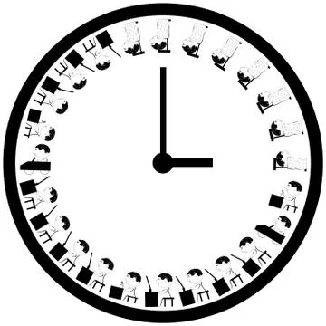 Office employee average working day schedule. Stock Illustration