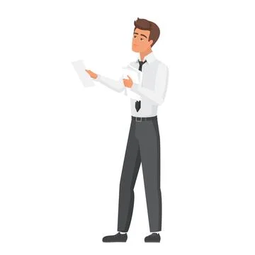 Office employee man with stack of papers Stock Illustration