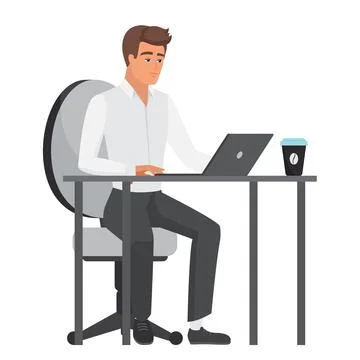 Office employee man at working table Stock Illustration