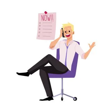 Office employee procrastinating instead of working, flat vector illustration Stock Illustration