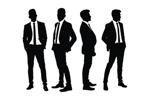 Office employee silhouette vector bundle. Anonymous businessmen wearing sui.. Stock Illustration