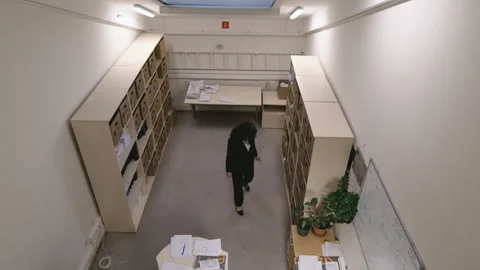 Office Employee Working with Documents, Top View Stock Footage 318345738